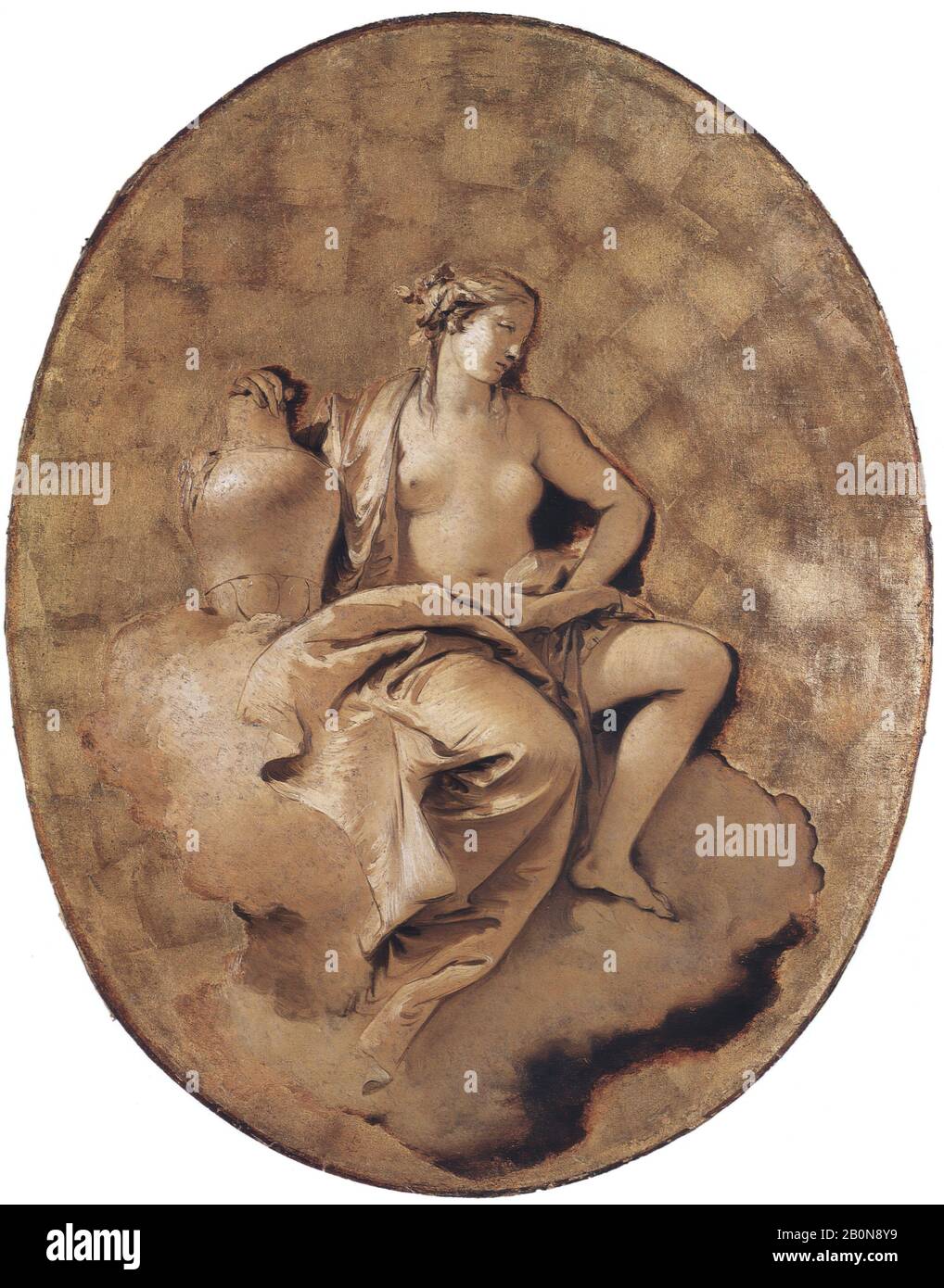 Giovanni Battista Tiepolo, Figure Allégorique Féminine, Giovanni Battista Tiepolo (Italien, Venise 1696–1770 Madrid), Ca. 1740–50, huile sur toile, sol doré, ovale, 32 x 24 7/8 po. (81,3 x 63,2 cm), Peintures Banque D'Images