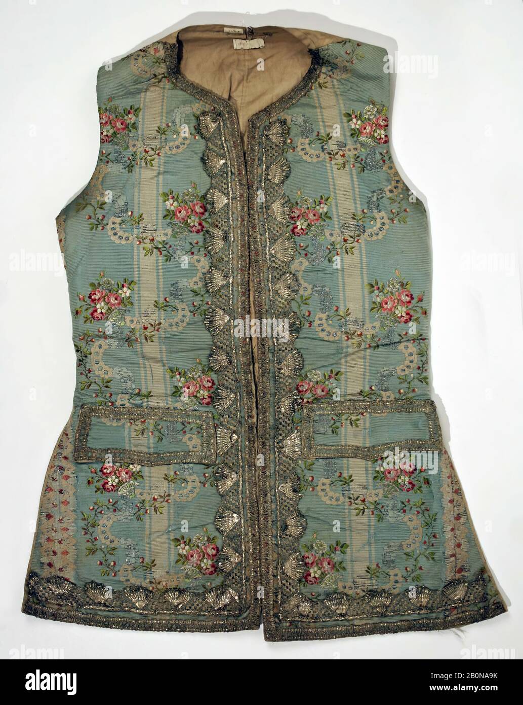 Gilet de costume, français, env. 1760, française, soie, fil métallique Banque D'Images