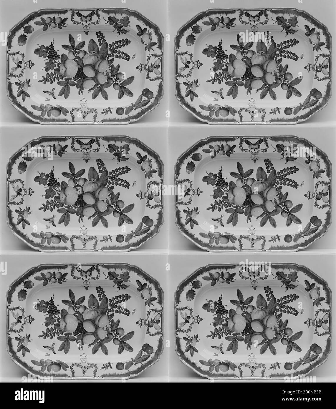 Usine de Worcester, Platter, British, Worcester, usine de Worcester (British, 1751–2008), CA. 1780, British, Worcester, porcelaine pâte molle, Total : 1 3/8 × 10 × 13 1/2 po. (3,5 × 25,4 × 34,3 cm), céramique-Porcelaine Banque D'Images