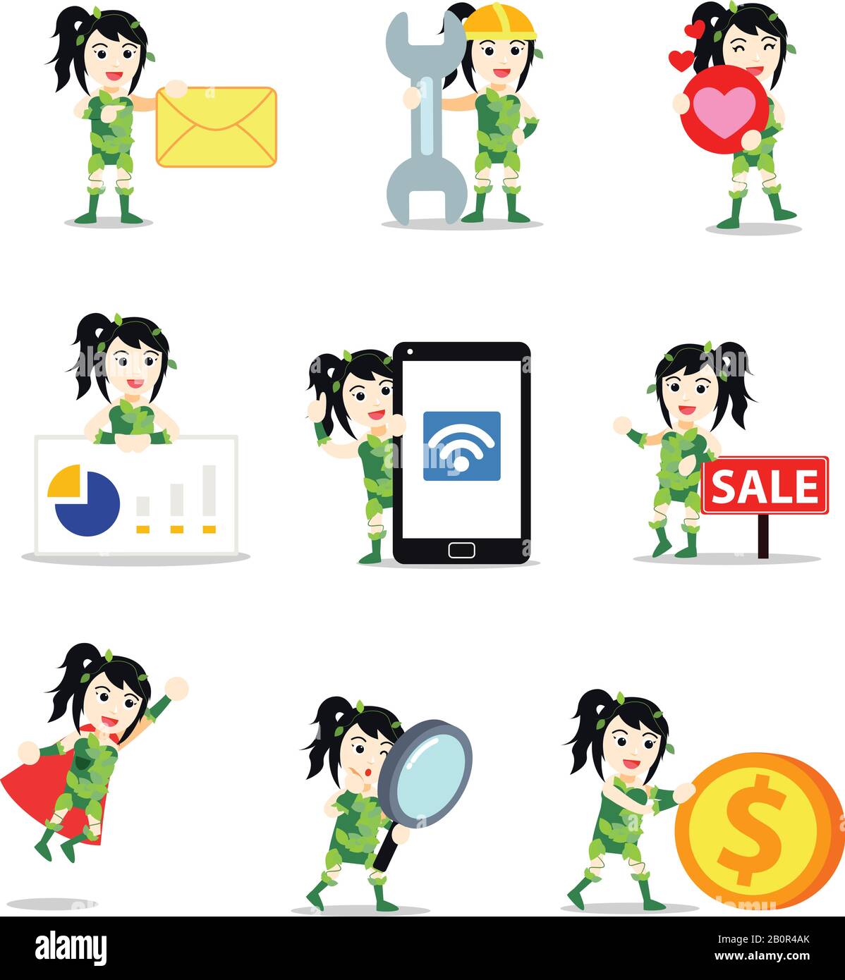 Définir le caractère d'une femme plantant des fleurs empoisonnées en automne. Illustration de Vecteur