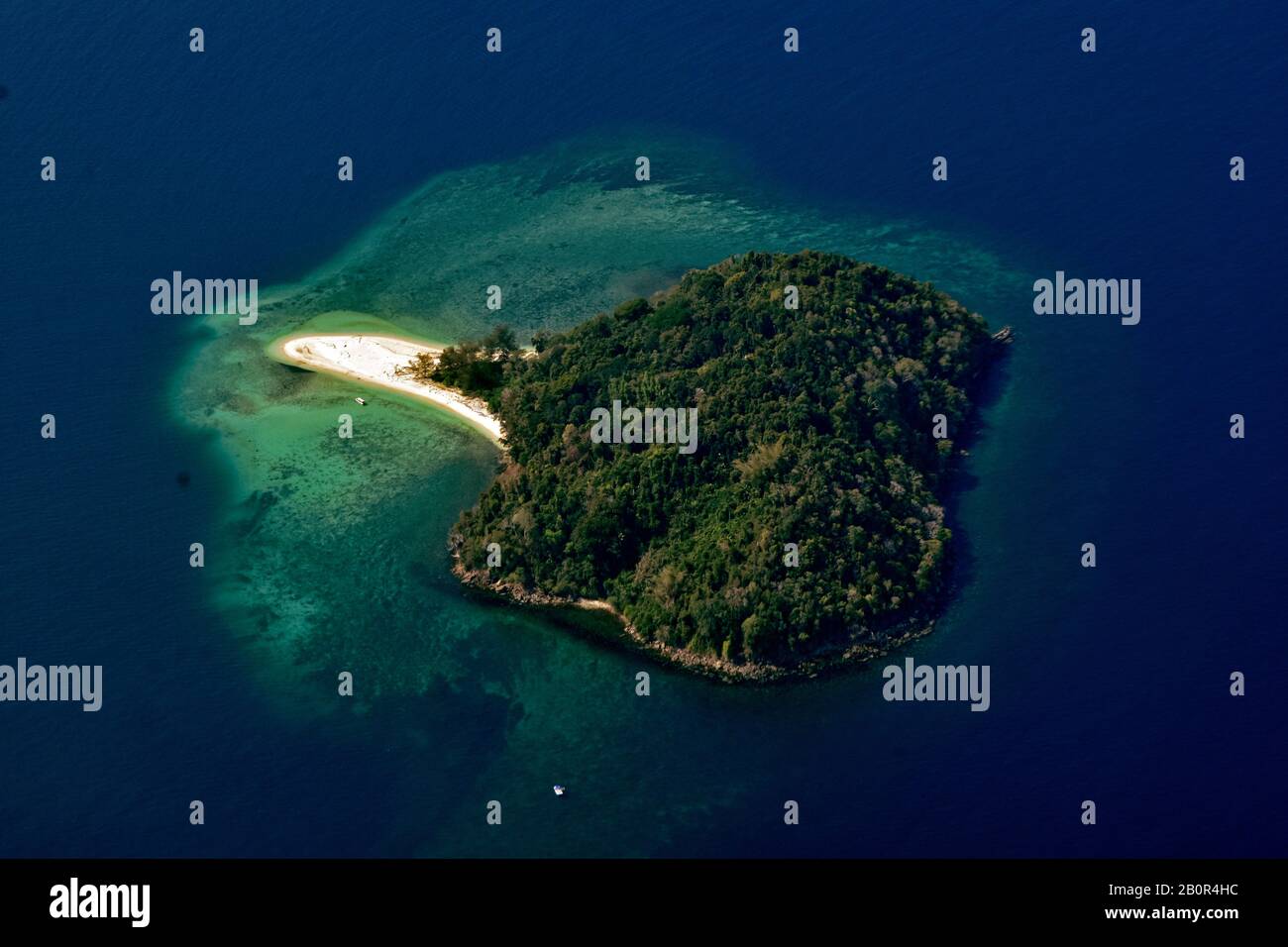 Vue Aérienne De L'Île De Sulug, Kota Kinabalu, Sabah, Bornéo, Malaisie Banque D'Images