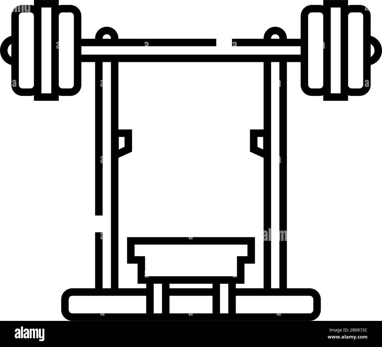 Icône de ligne de la machine de fitness barbell, panneau concept, illustration vectorielle, symbole linéaire. Illustration de Vecteur