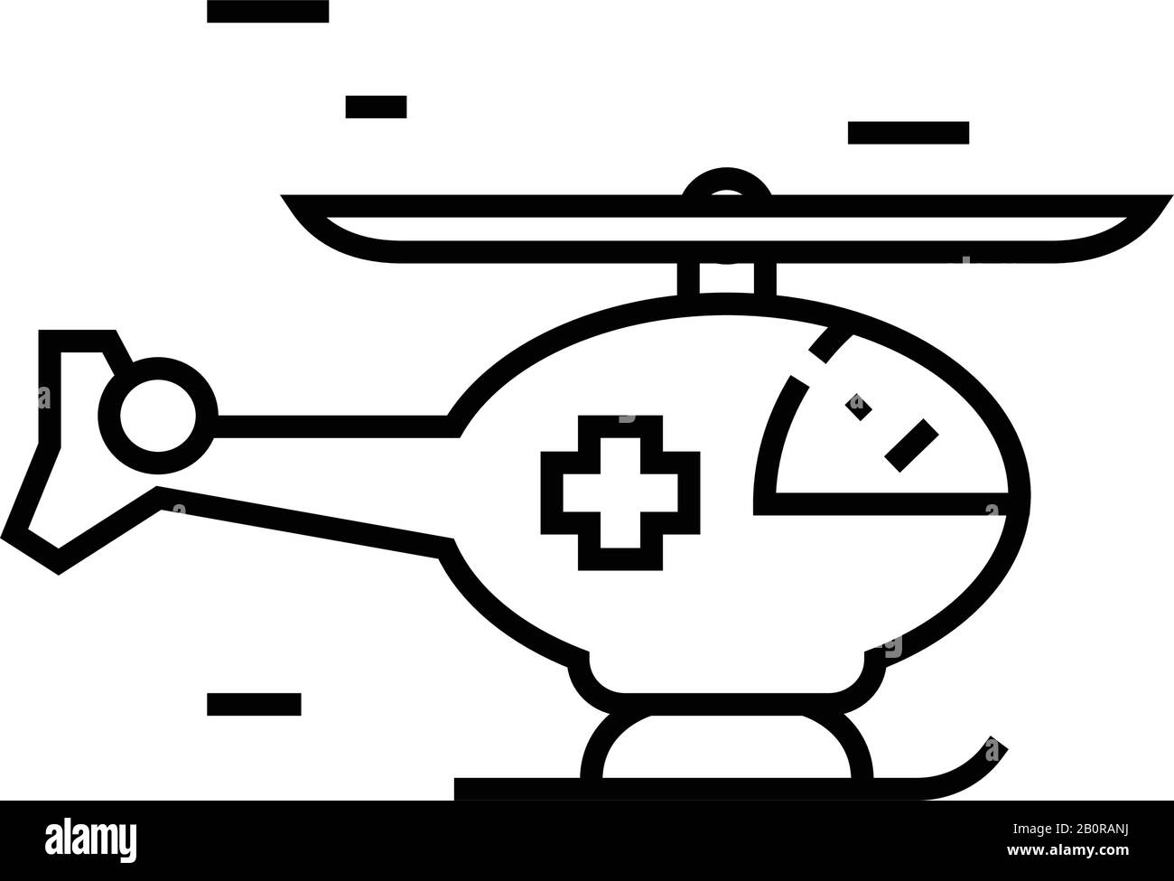 Icône de ligne d'hélicoptère ambulancier, panneau concept, illustration vectorielle, symbole linéaire. Illustration de Vecteur