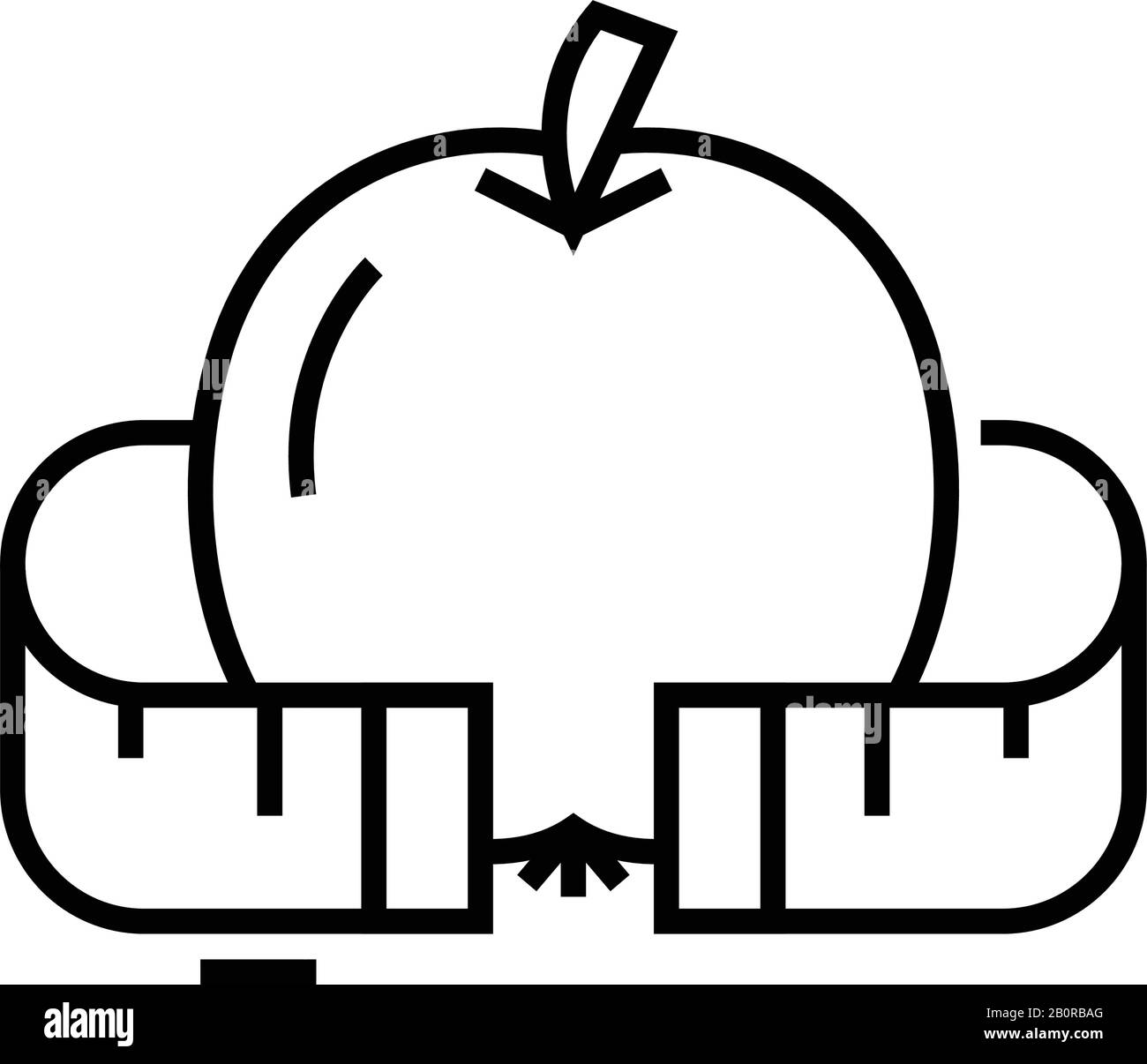 Icône de ligne de mesure Apple, signe de concept, illustration vectorielle, symbole linéaire. Illustration de Vecteur