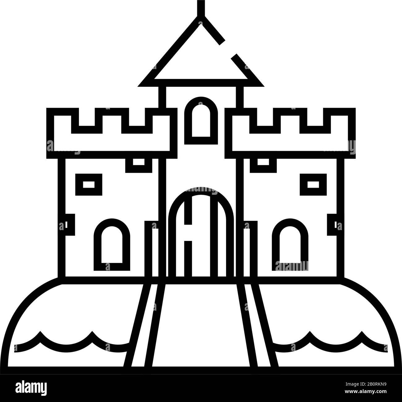 Icône de la grande ligne du château, signe du concept, illustration vectorielle, symbole linéaire. Illustration de Vecteur