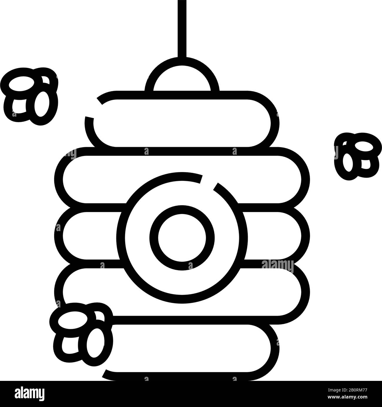 Icône de ligne de maison d'abeilles, signe de concept, illustration vectorielle de contour, symbole linéaire. Illustration de Vecteur