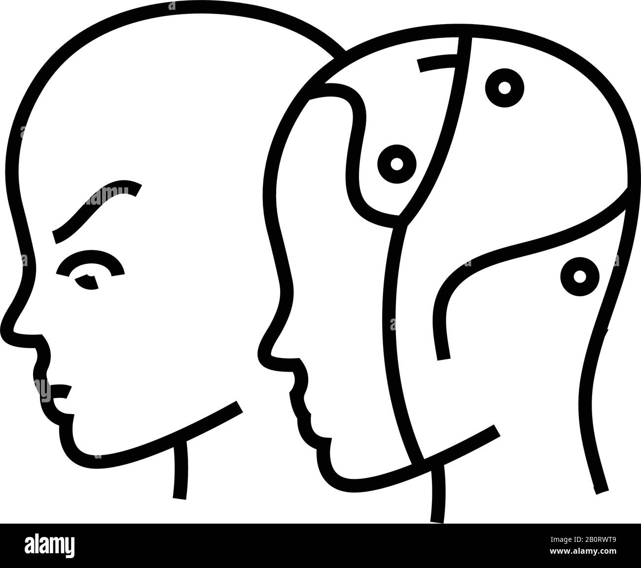 Icône ligne intellect artificielle, signe concept, illustration vectorielle, symbole linéaire. Illustration de Vecteur