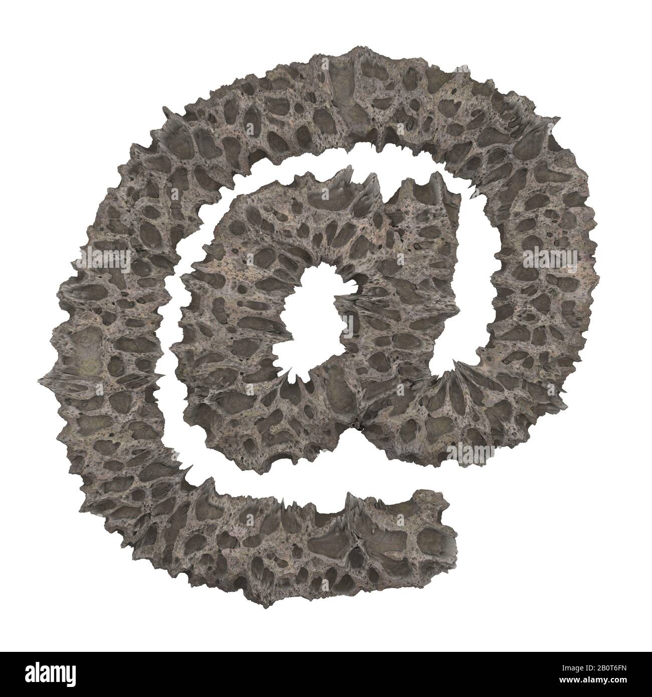 Lettre de pierre poreuse sur fond blanc - rendu tridimensionnel Banque D'Images