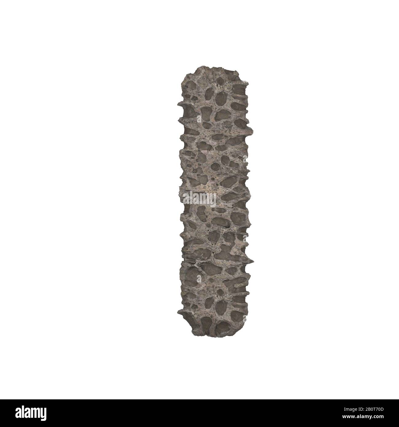 Lettre de pierre poreuse sur fond blanc - rendu tridimensionnel Banque D'Images