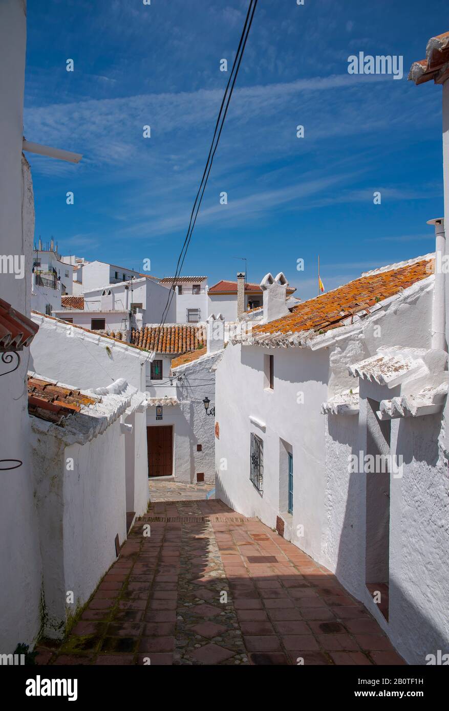 Rue dans la municipalité de Comares dans la province de Malaga, andalousie Banque D'Images