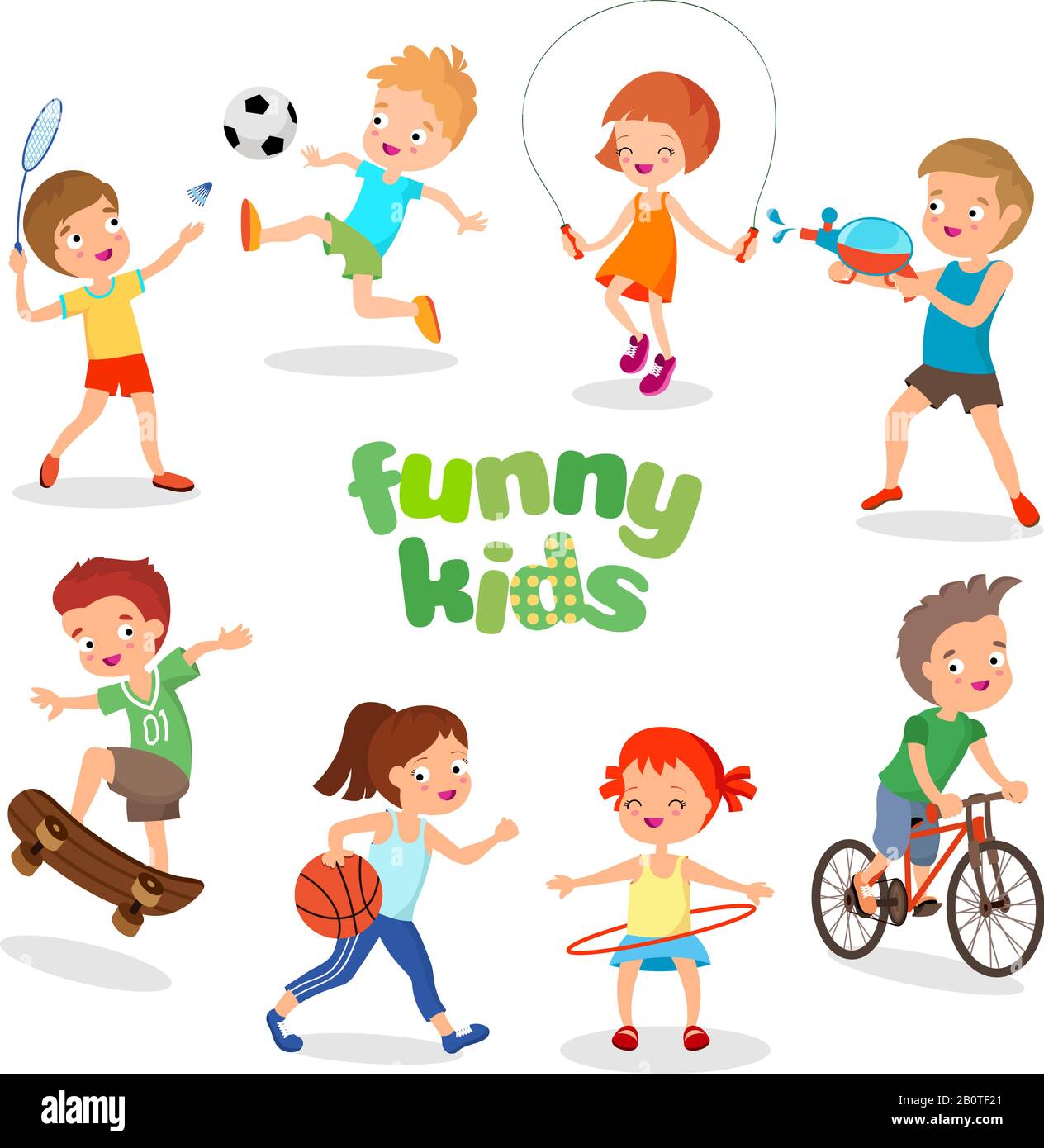 Des Enfants Heureux En Uniforme Qui Jouent Aux Sports Caracteres Vectoriels Enfants Actifs Joyeux Dessin Anime Pour Les Enfants Illustration Des Enfants De Sport De Caractere Image Vectorielle Stock Alamy