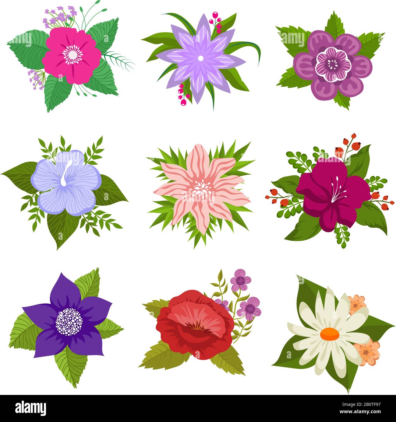 Set décoratif de fleurs de nature vecteur. Fleurs de fleurs colorées, illustration de fleurs de jardin Illustration de Vecteur Set décoratif de fleurs de nature vecteur. Fleurs de fleurs colorées, illustration de fleurs de jardin Illustration de Vecteur