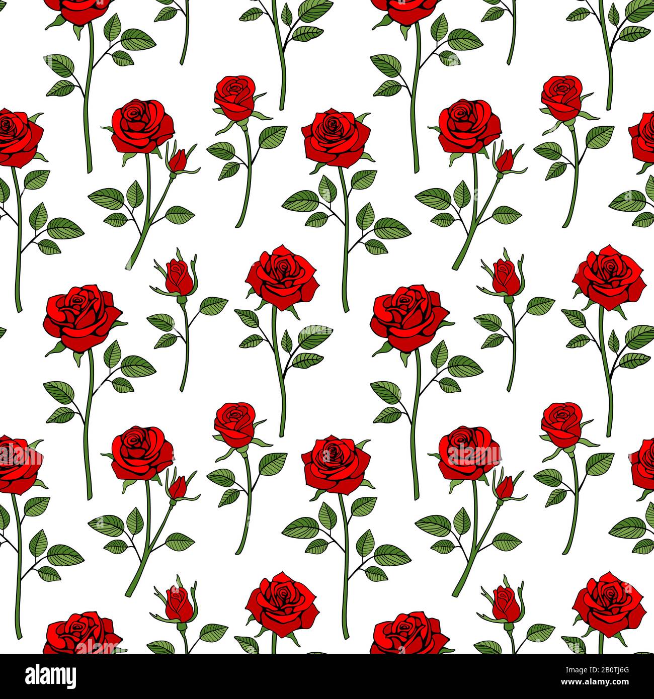 Fond fleuri anglais victorien sans couture. Motif rose rouge du jardin. Illustration d'une fleur rose avec une feuille verte Illustration de Vecteur