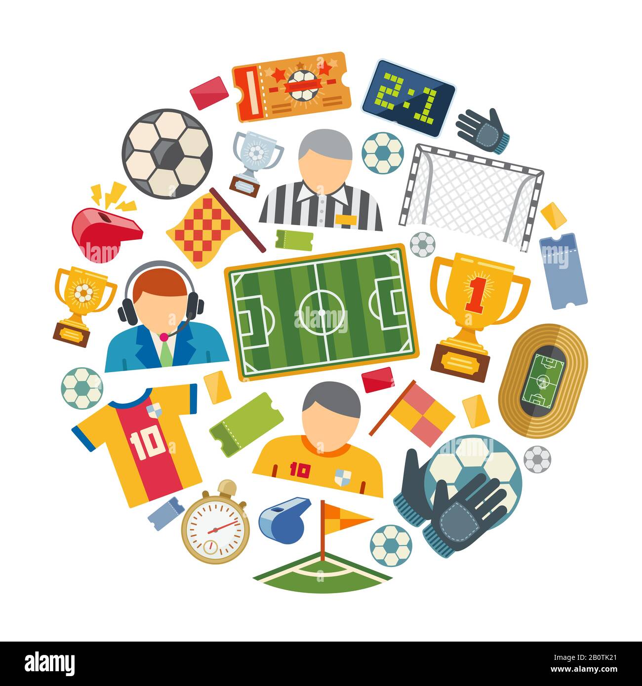 Des icônes plates vectorielles de football ou de football européen sont définies. Ballon de football ou de football pour l'illustration du sport Illustration de Vecteur