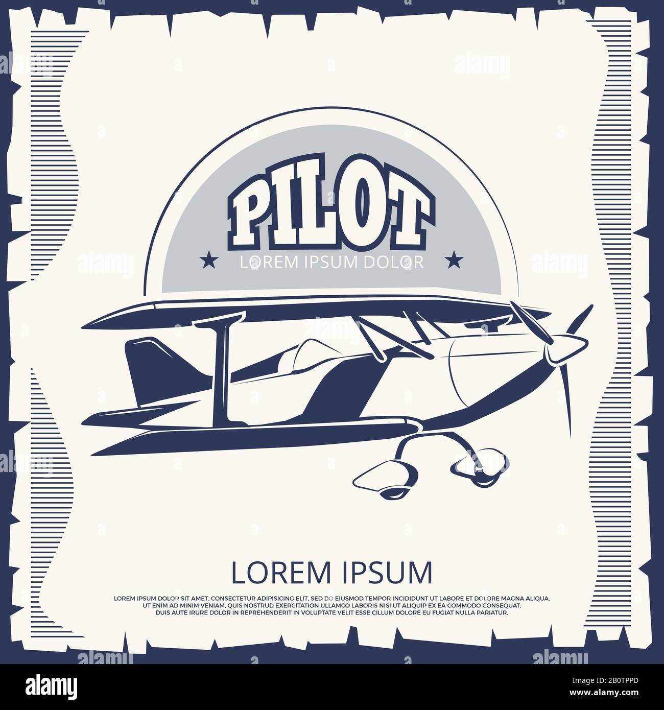 Motif étiquette Avia - affiche ancienne avec avion. Bannière de transport aérien, illustration vectorielle Illustration de Vecteur