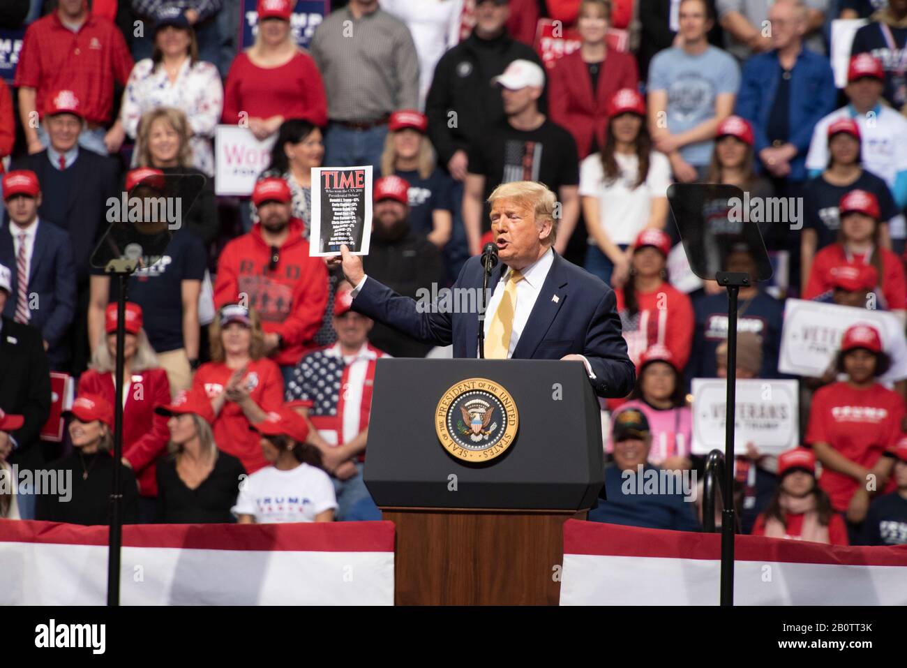 Colorado Springs, États-Unis. 20 février 2020. Le président Donald Trump arrive à Trump Pour Maintenir la Grande manifestation américaine à la Broadmoor World Arena de Colorado Springs, Colorado. Crédit: L'Accès Photo/Alay Live News Banque D'Images