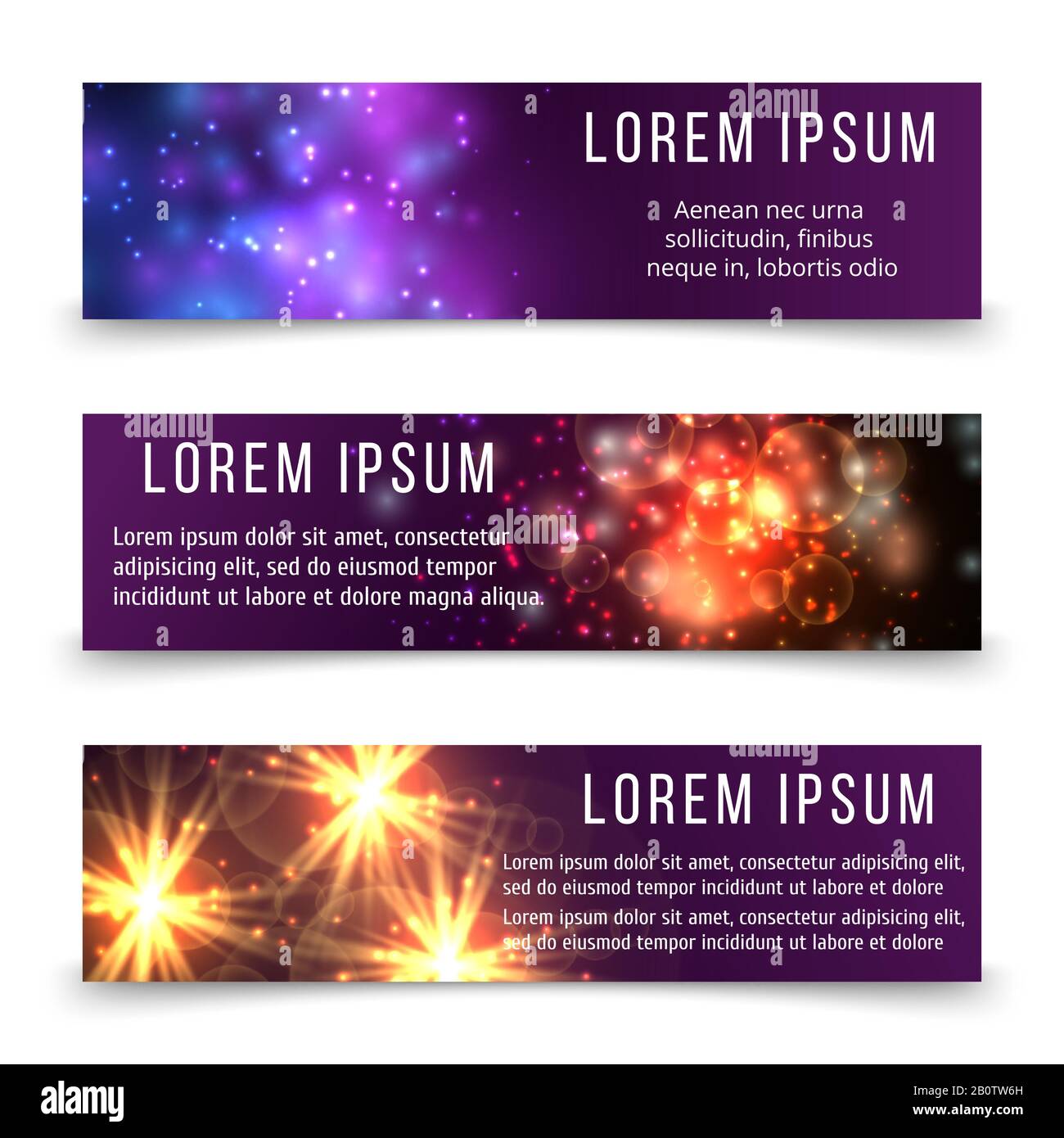 Modèle de bannières abstraites avec objets d'espace. Ensemble d'espaces modernes pour poster. Illustration vectorielle Illustration de Vecteur