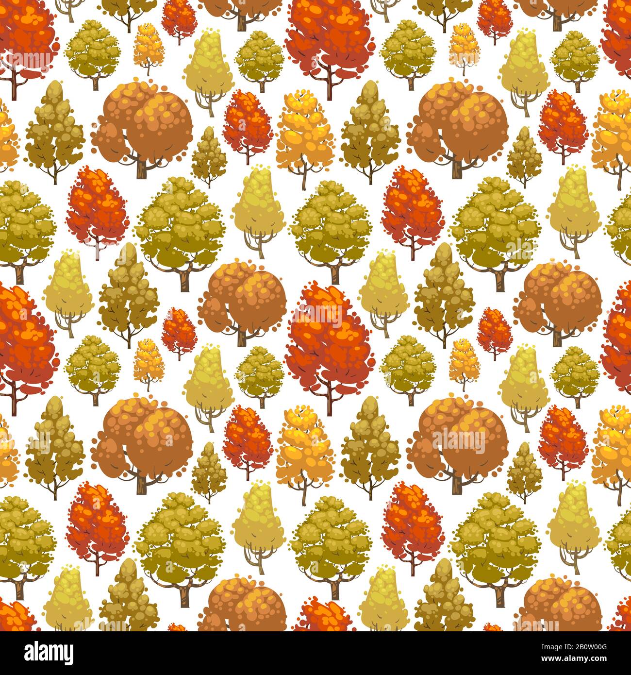 Motif forêt d'automne coloré sans coutures. Arrière-plan avec arbres. Illustration vectorielle Illustration de Vecteur