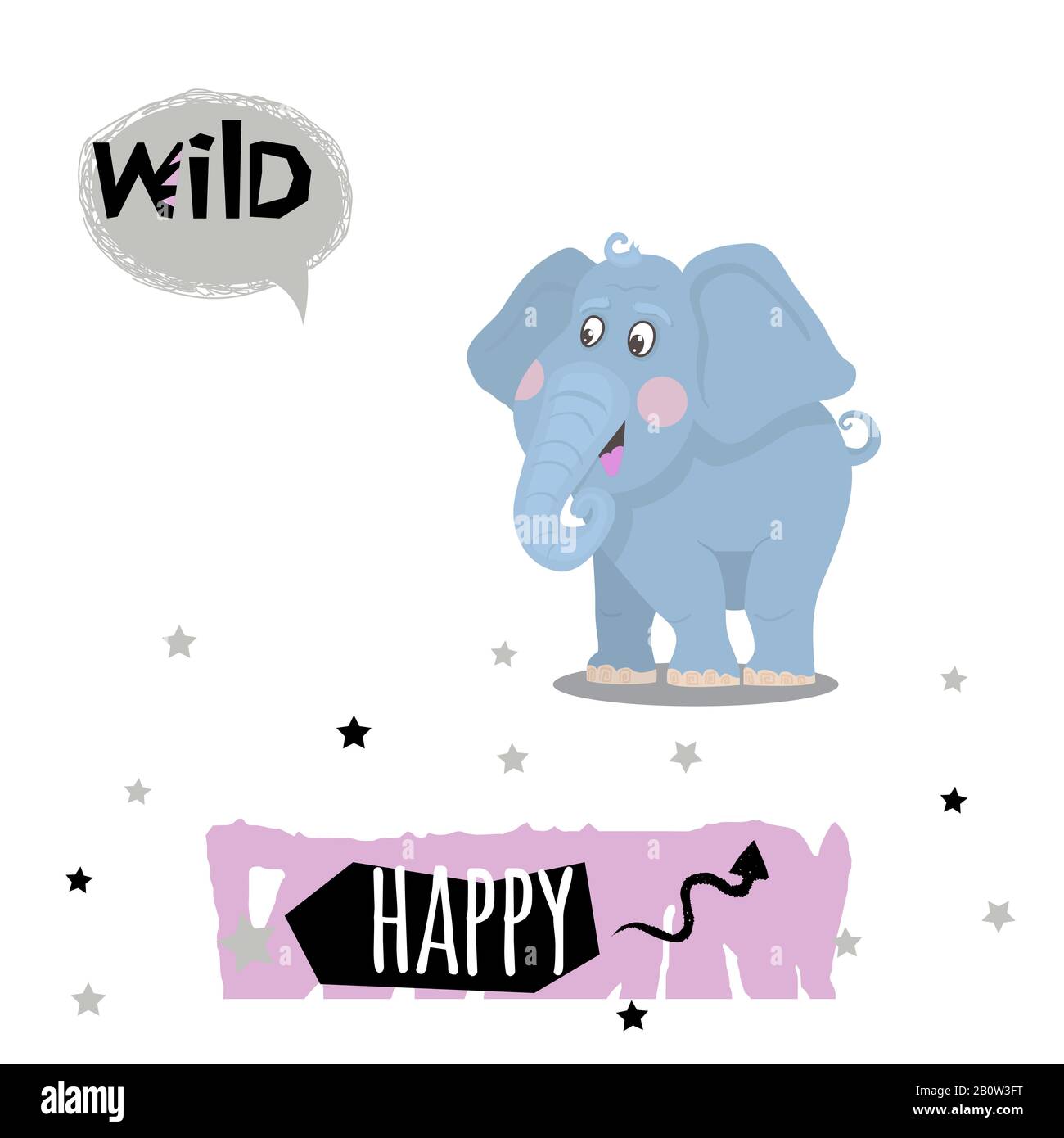 Caractère animal éléphant vectoriel avec guillemets Illustration de Vecteur