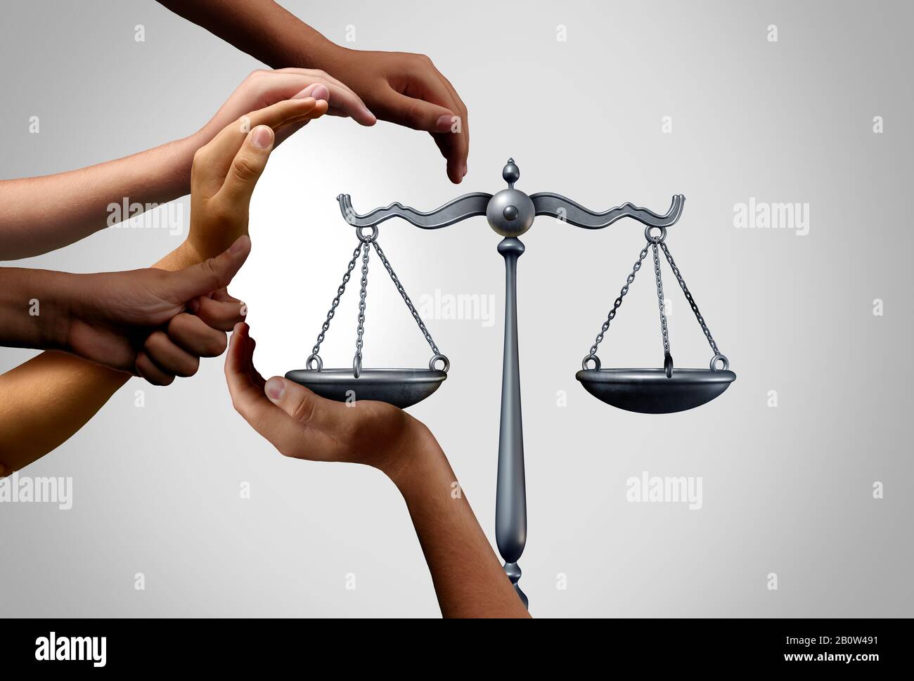 Justice sociale et diversité la loi sur l'égalité dans la société est aussi diversifiée que les gens qui détiennent l'équilibre à l'échelle juridique comme une loi sur la population ou pro bono. Banque D'Images