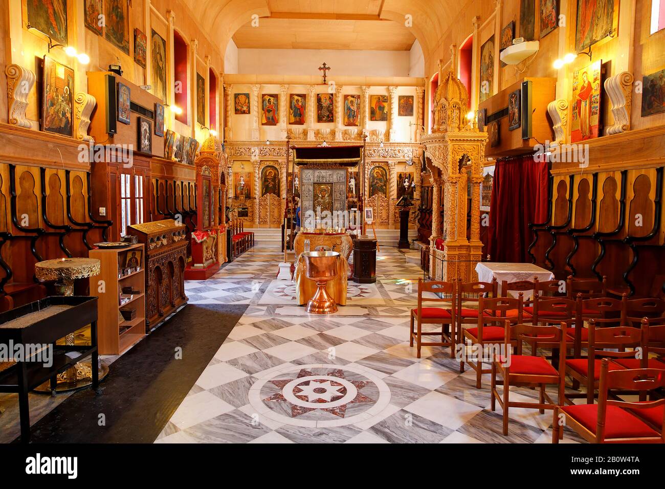 A l'intérieur de l'église Faneromeni, Zakynthos-ville, île de Zakynthos, Grèce Banque D'Images