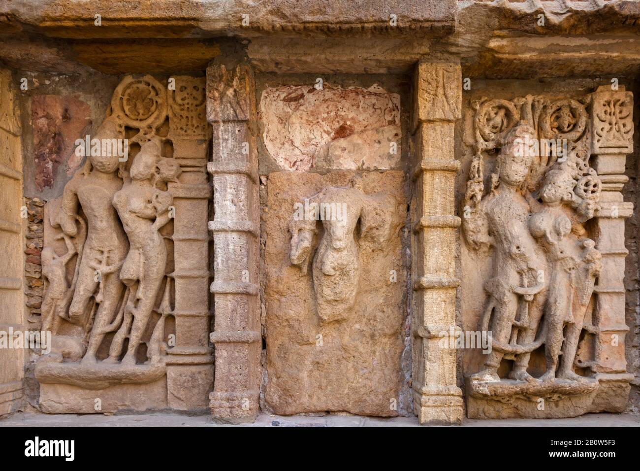 Ancienne merveille architecturale Stepwell à Rani ki Vav à Patan, Gujarat, Inde, Asie. Banque D'Images