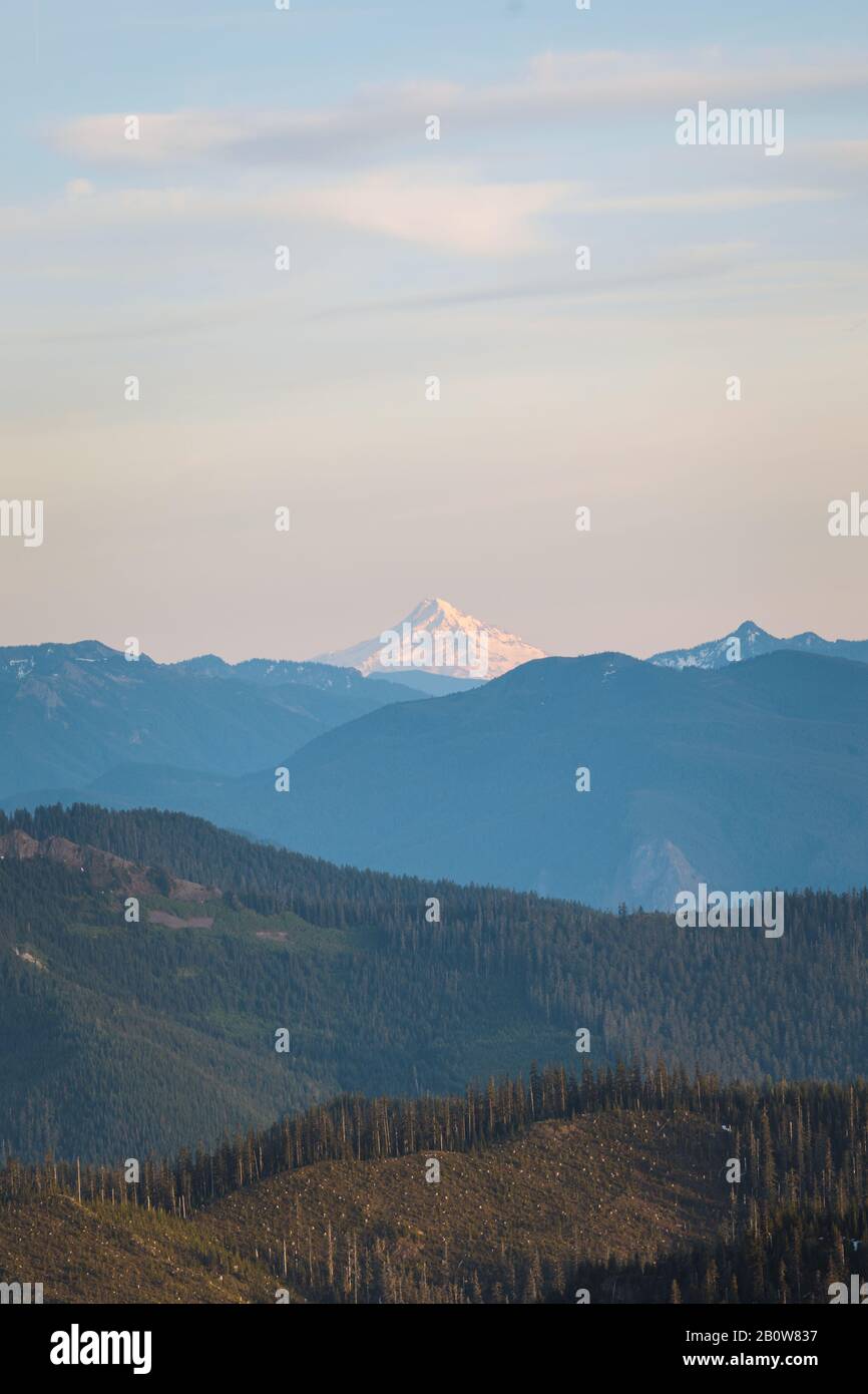 Coucher De Soleil Sur Le Parc National Du Mont Rainier, Washington, États-Unis Banque D'Images