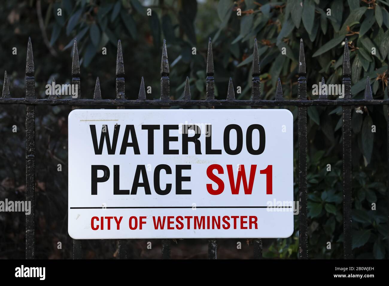 Waterloo Place SW1 London signe sur les rampes Banque D'Images