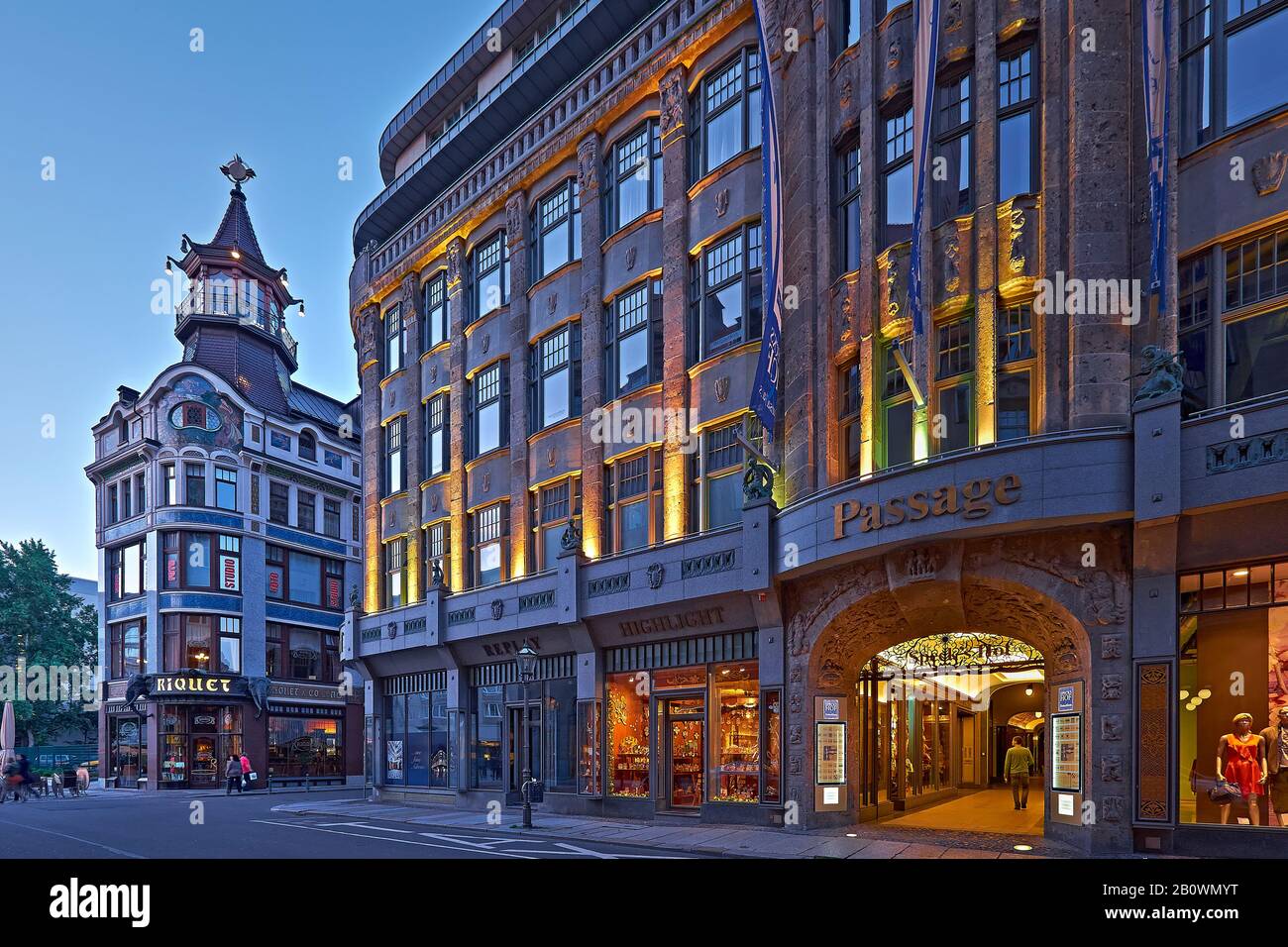 Spéks Hof magasin passage avec la maison de café Riquet, Leipzig, Saxe, Allemagne, Europe Banque D'Images