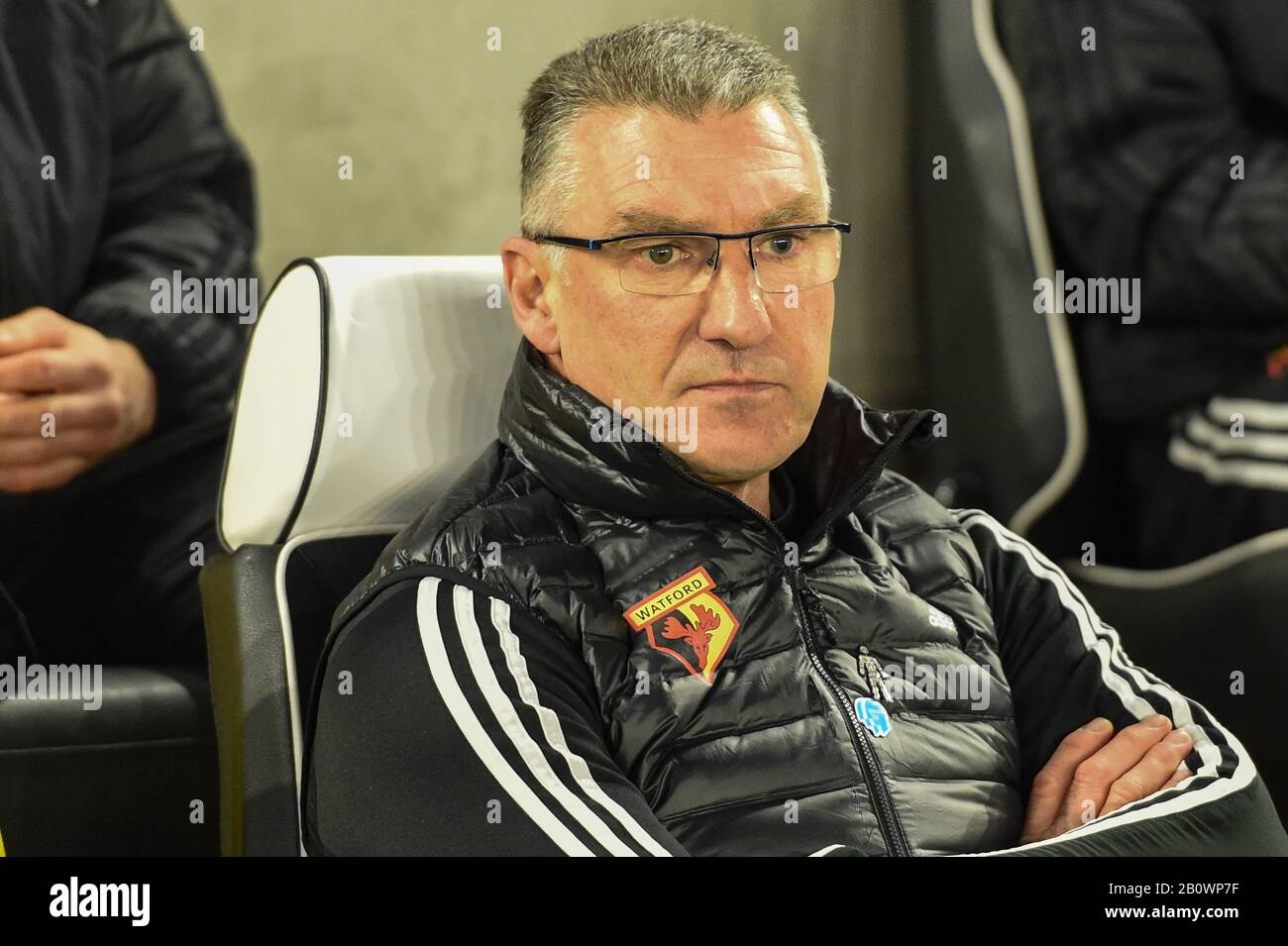 8 février 2020, American Express Community Stadium, Brighton et Hove, Angleterre; Premier League, Brighton et Hove Albion v Watford :Nigel Pearson Manager de Watford FC Banque D'Images