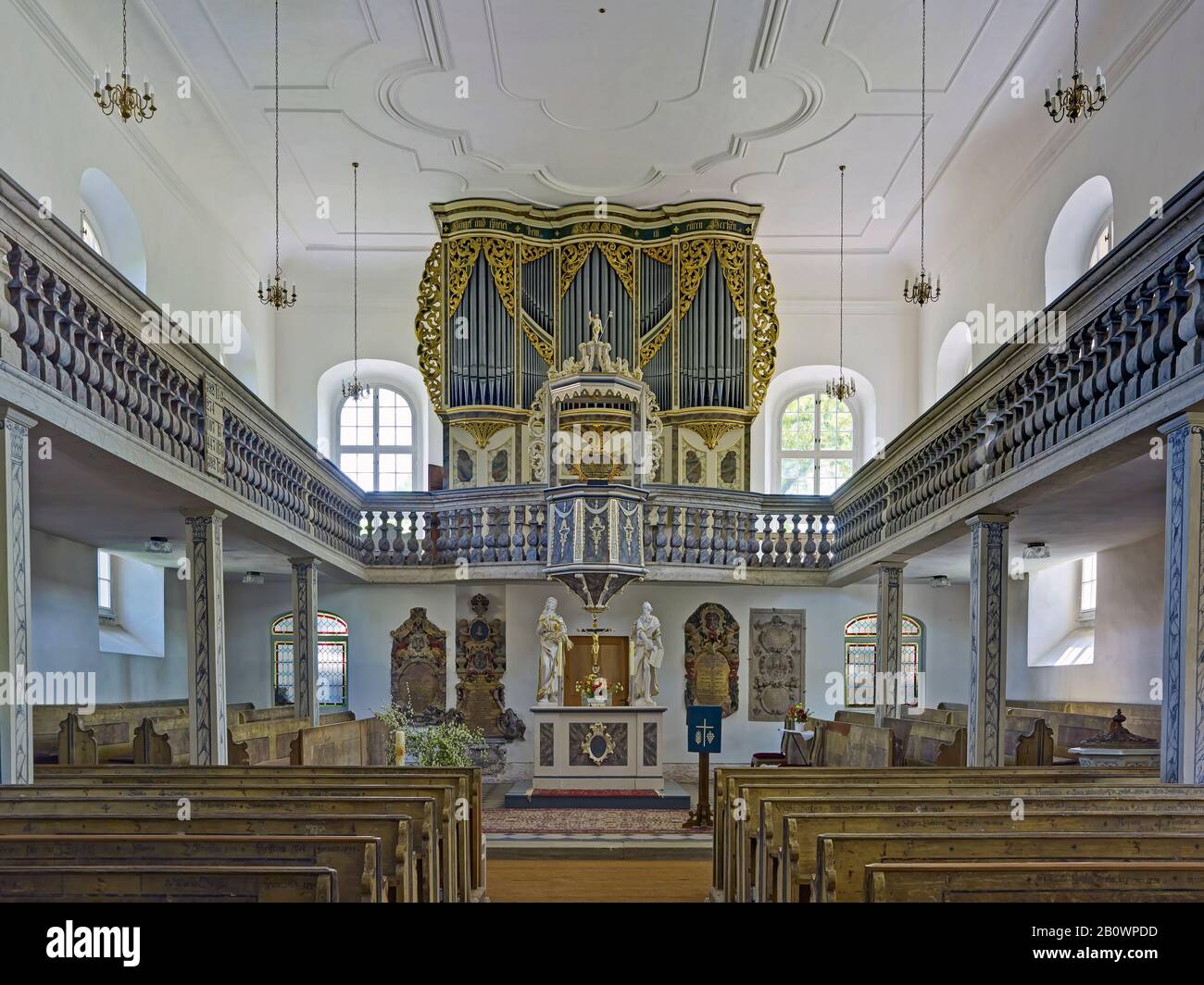 Organe Silbermann dans la Friedenkirche à Ponitz près de Merane, Altenburger Land, Thuringe, Allemagne, Europe Banque D'Images