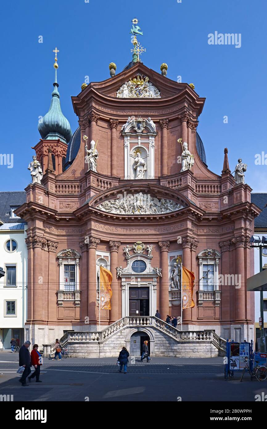Kollégiatstift Neumünster, Würzburg, Basse-Franconie, Bavière, Allemagne, Europe Banque D'Images