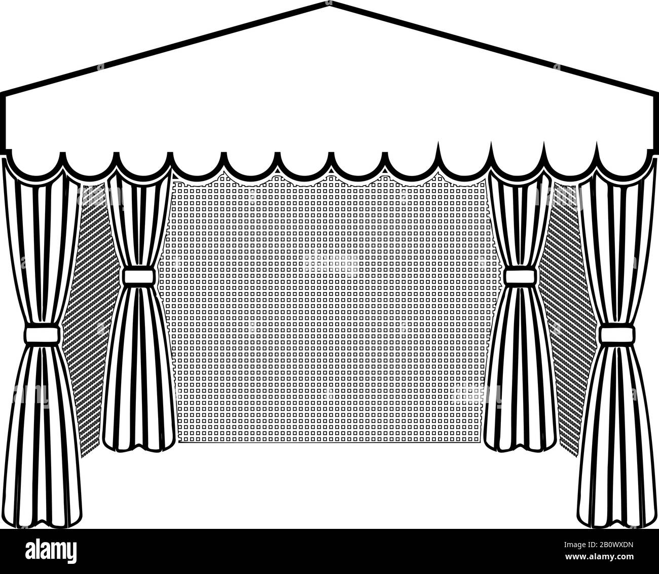 Pavillon pour les achats tente d'affaires Marquee pour la publicité icône contours noir illustration vectorielle style plat image simple Illustration de Vecteur