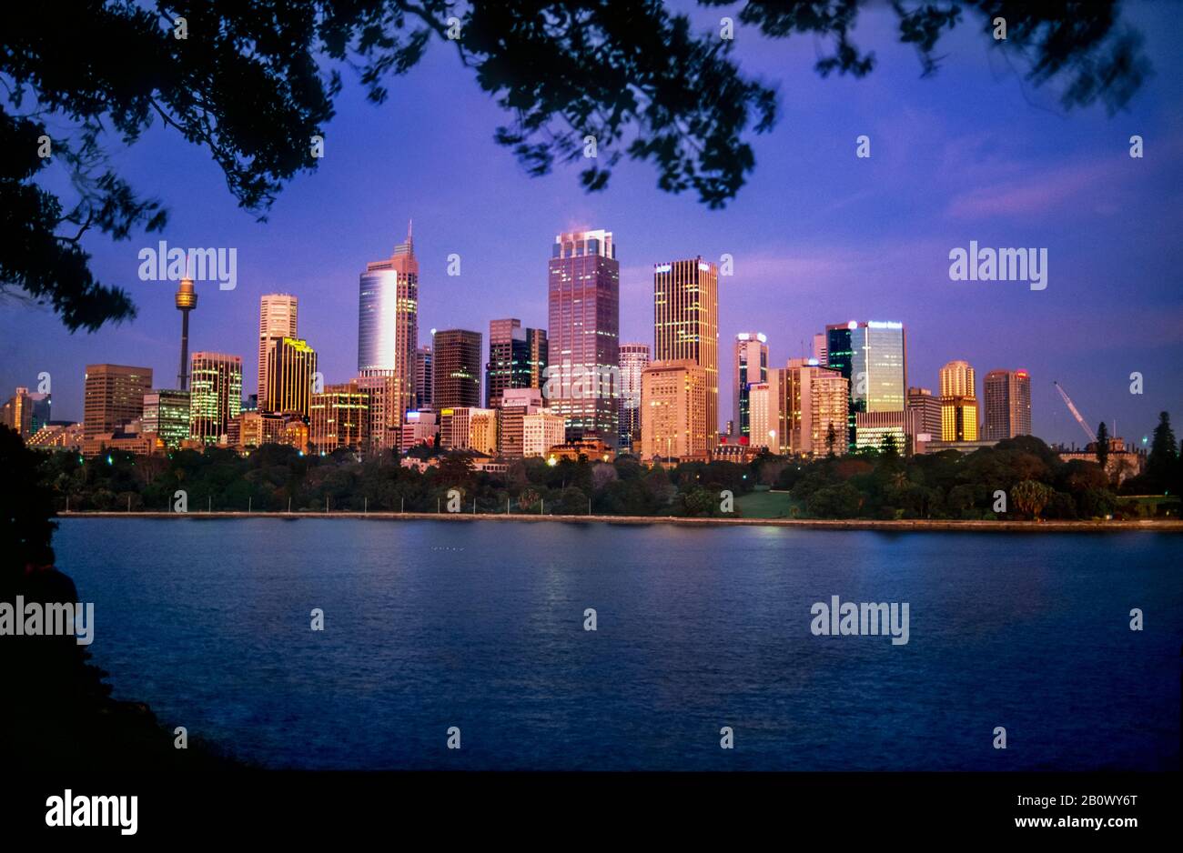 Ville de Sydney en face du port au crépuscule, Australie Banque D'Images
