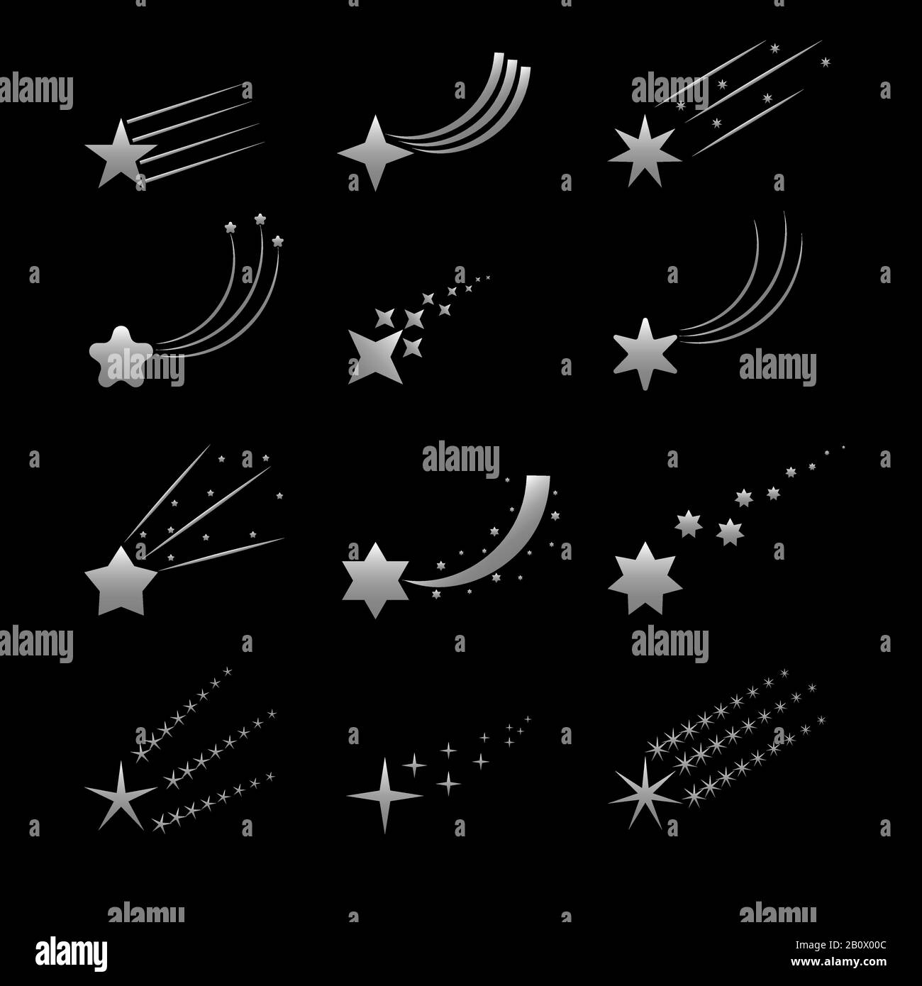 Icônes d'étoile argentée Illustration de Vecteur