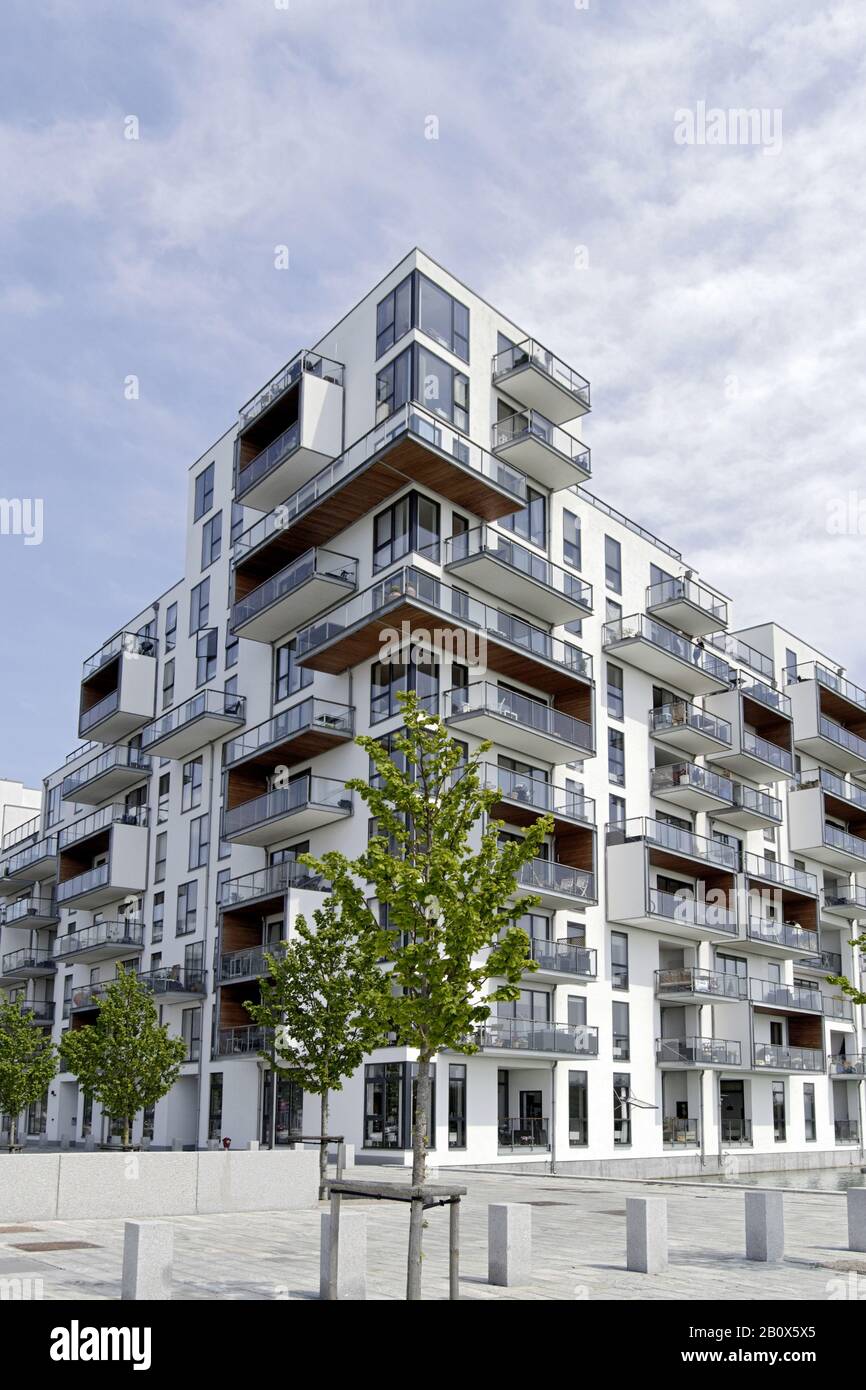 Architecture moderne, construction de logements, Örestad, Amager Island, Copenhague, Danemark, Scandinavie, Banque D'Images