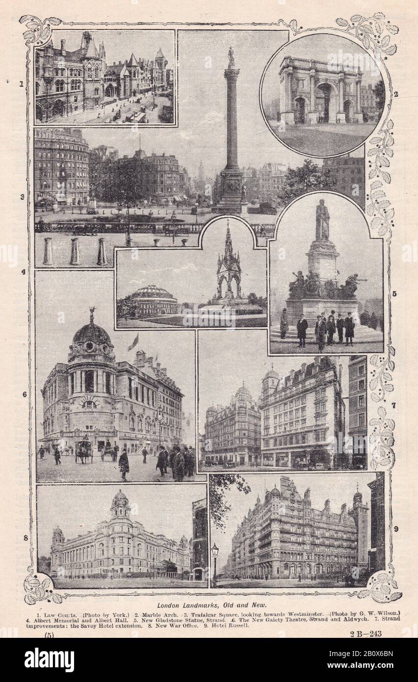 Photos noir et blanc vintage des Monuments de Londres vieux et Nouveau 1900 Banque D'Images