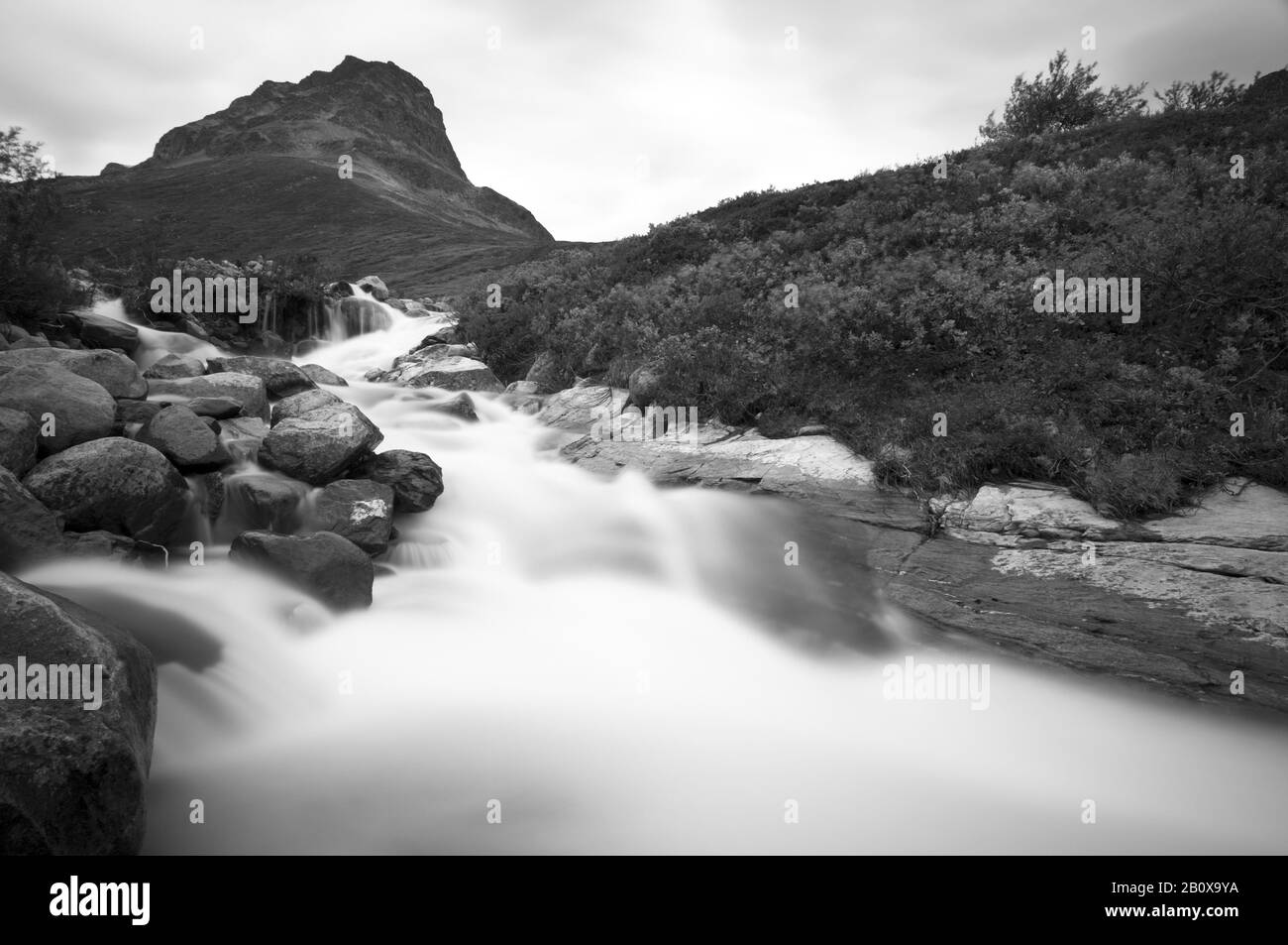 Rivière, longue exposition, parc national de Jotunheimen, Norvège, Banque D'Images