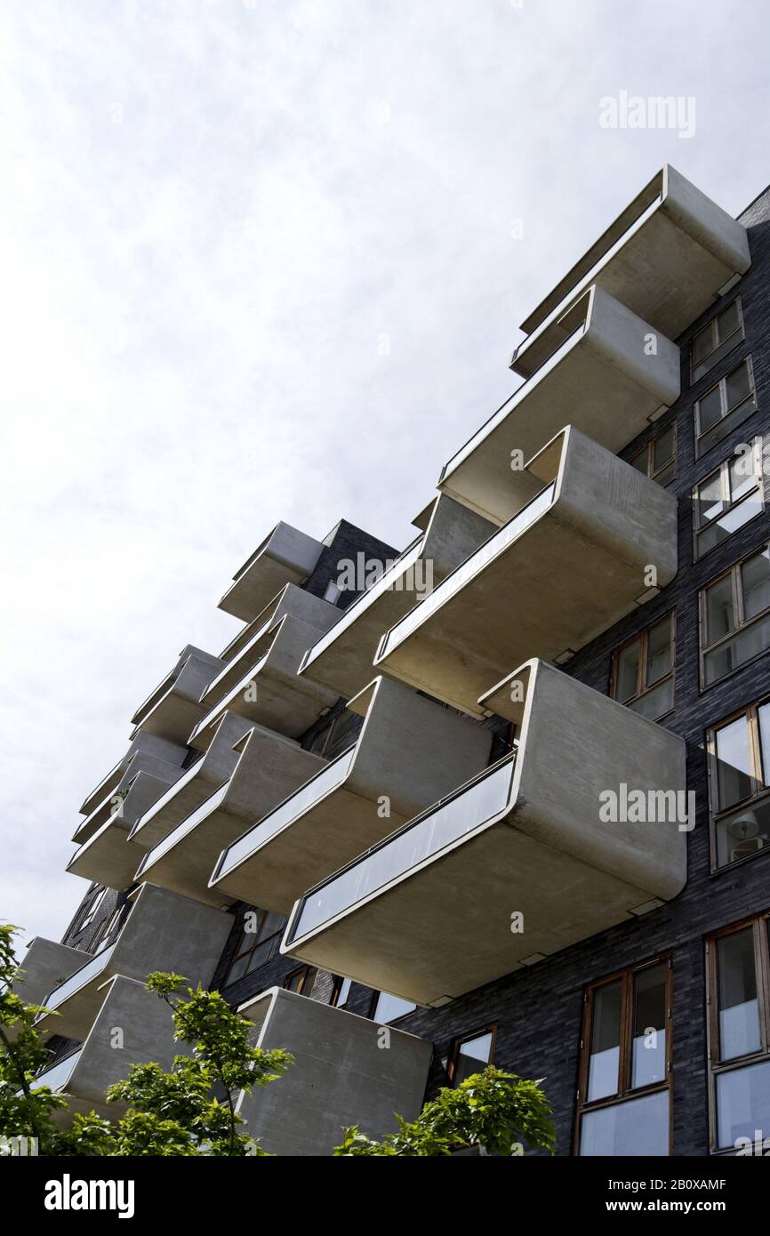 Architecture moderne, construction de logements, Örestad, Amager Island, Copenhague, Danemark, Scandinavie, Banque D'Images