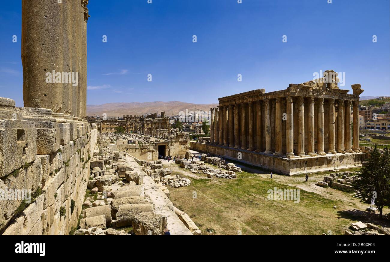 Temple de Bacchus dans l'ancienne ville de Baalbek, Liban, Banque D'Images