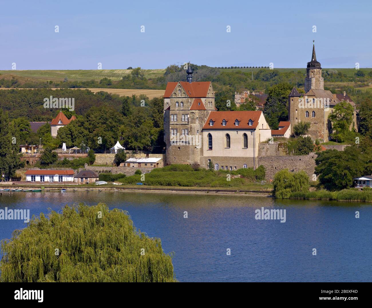 Château de Seeburg sur le lac Sweet, région du lac Mansfelder Land, Saxe-Anhalt, Allemagne, Banque D'Images