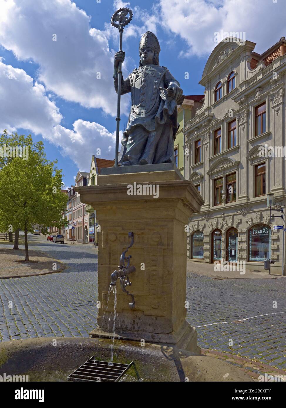 Puits de Saint Gothardius, Saint patron de Gotha, Thuringe, Allemagne, Banque D'Images