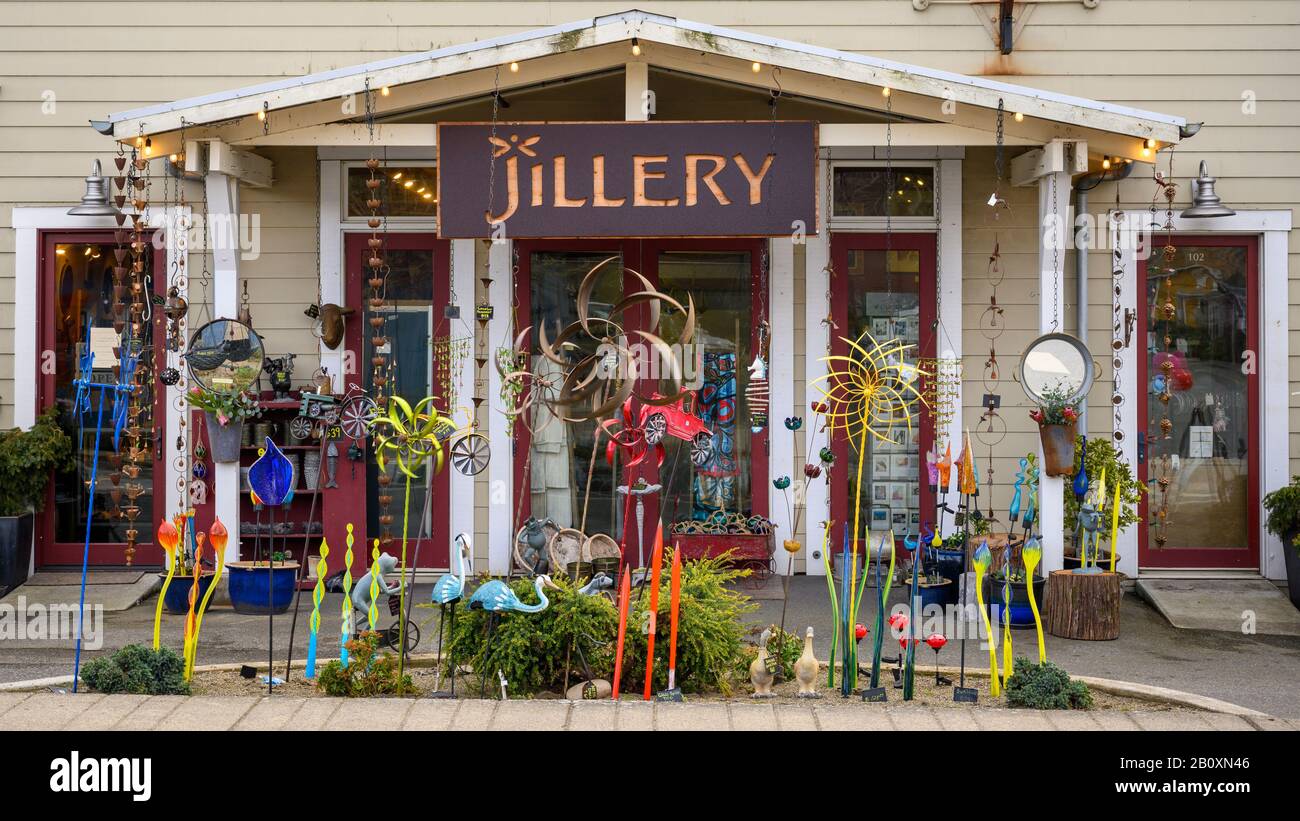 Galerie Jillery et magasin à Eastsound sur Orcas Island, San Juan Islands, Washington. Banque D'Images