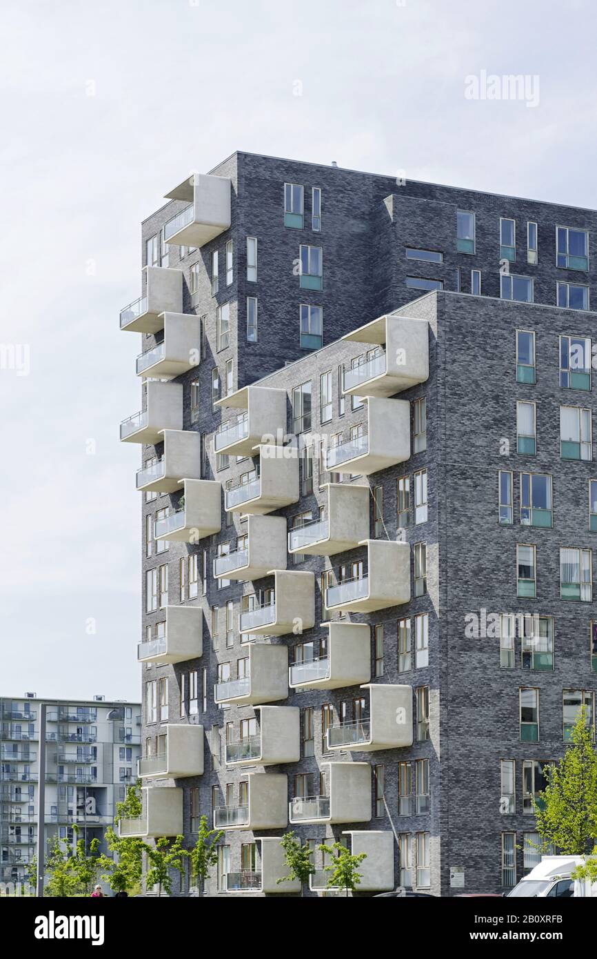 Architecture Moderne, Örestad, Île Amager, Copenhague, Danemark, Banque D'Images