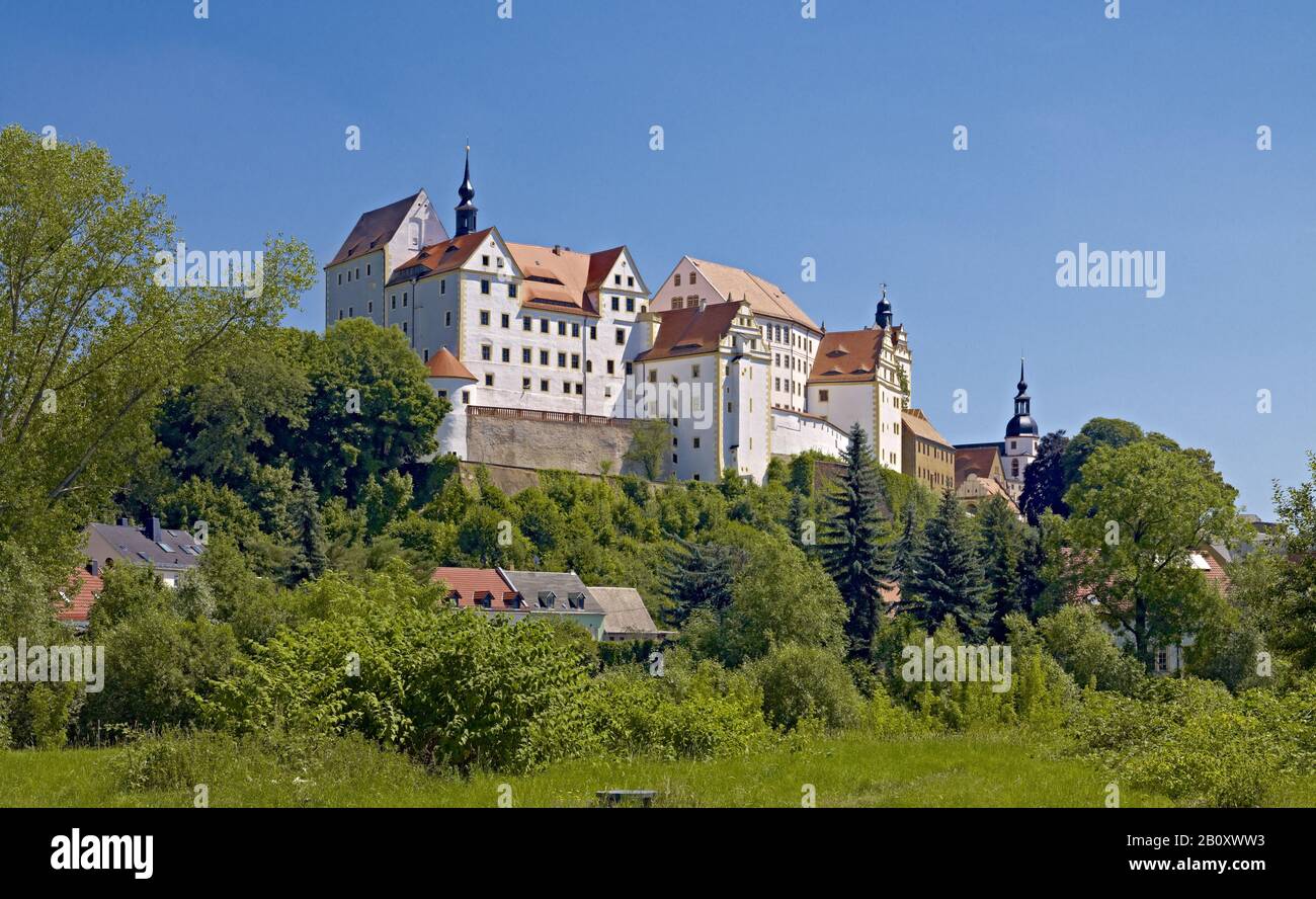 Château de Colditz au-dessus du Muldeaue, Saxe, Allemagne, Banque D'Images