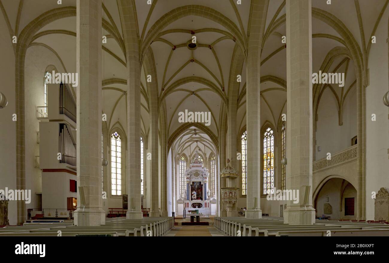 Vue intérieure de la chorale dans l'église de la ville de St. Marien à Torgau, Saxe, Allemagne, Banque D'Images
