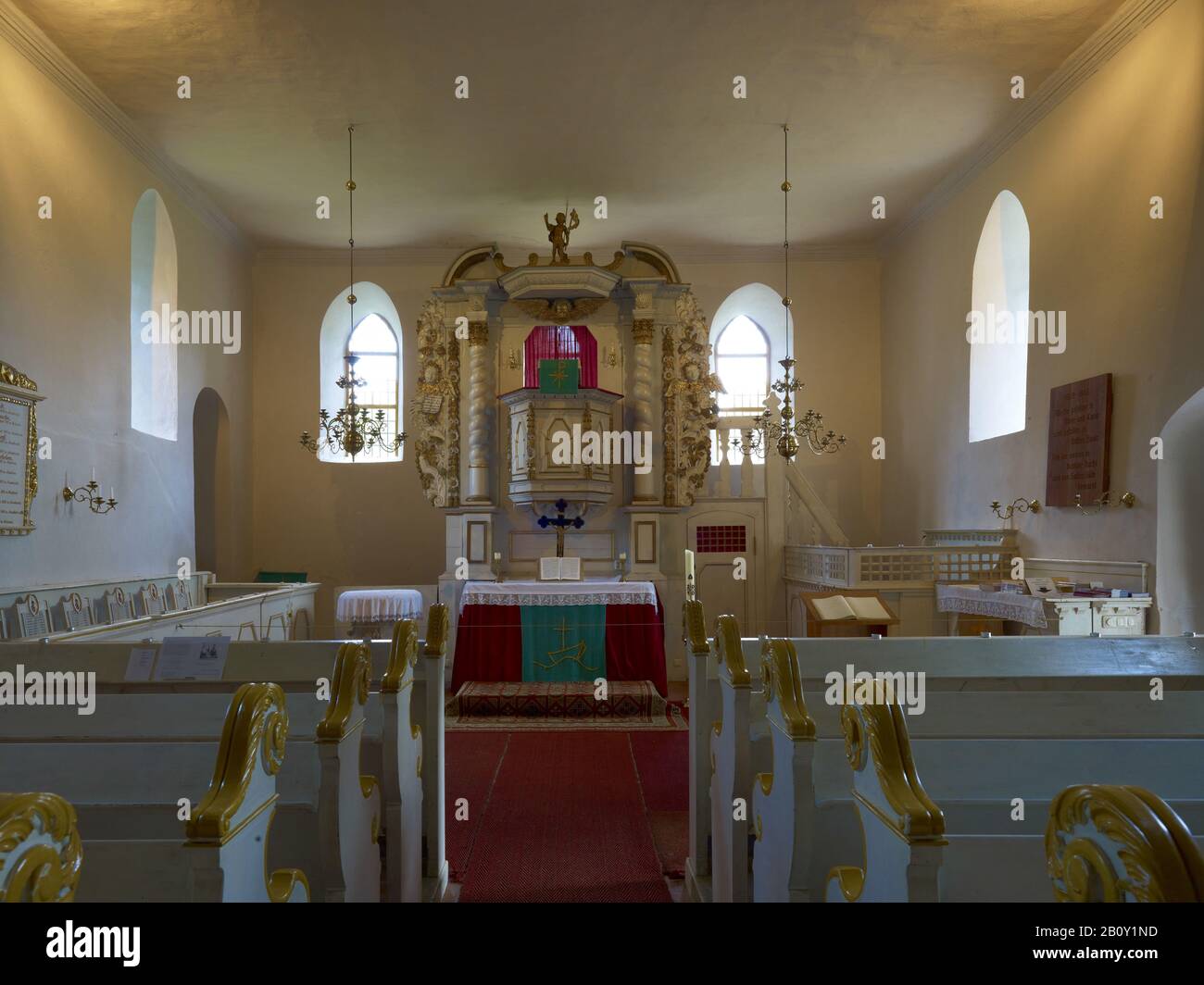 Intérieur de l'église du parc Lenne à Criewen, vallée inférieure de l'Oder, Uckermark, Brandebourg, Allemagne Banque D'Images