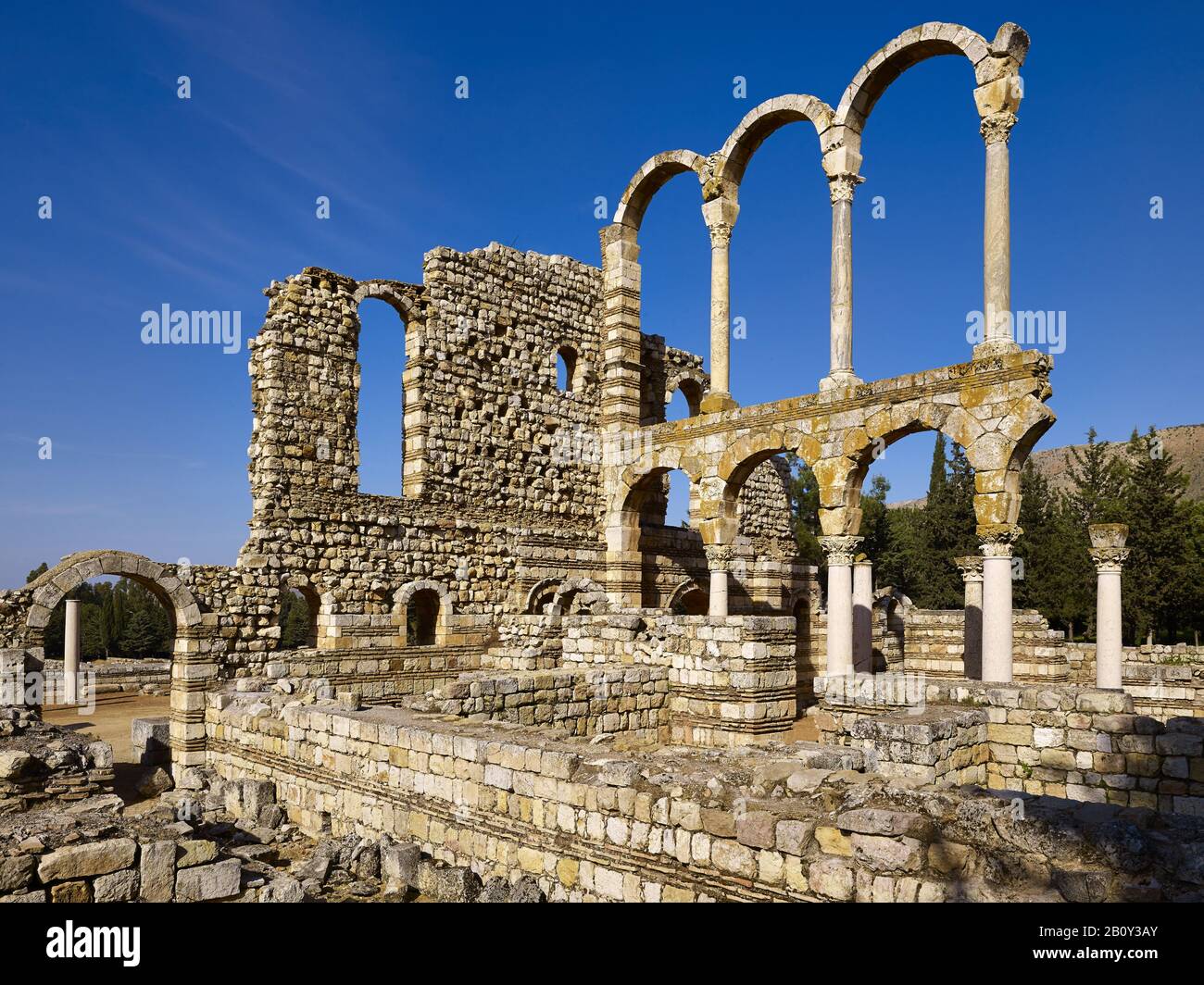 Palais du Nord dans l'ancienne ville d'Anjar également Haoush Mousa, Liban, Banque D'Images