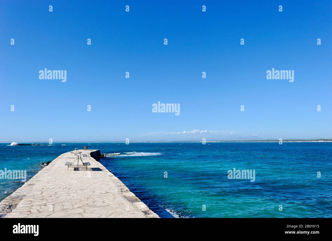 Amarre à la mer, Es Trenc, province de Santanyi, Majorque, Iles Baléares, Espagne, Europe Banque D'Images