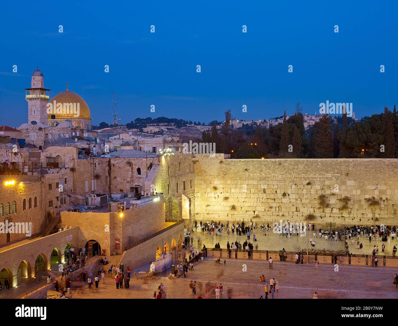 Mur Occidental Avec Mont Du Temple À Jérusalem, Israël, Banque D'Images